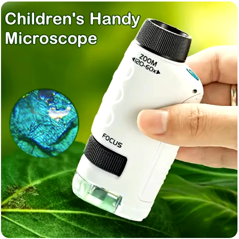 Mini Pocket Microscope Kids Science Educational Toy 60-120X Handheld Microscope Convenient STEM Toys Boys Girls Christmas Gifts